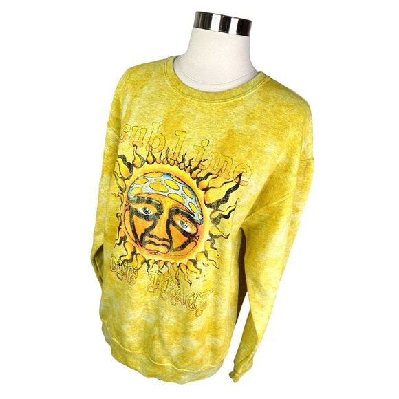 Urban Outfitters x Sublime Yellow Tie Dye Crew Neck Sweatshirt - Size Medium - Picture 3 of 5